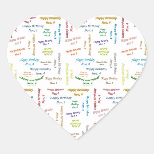 Cœur Sticker d'anniversaire du 4 novembre (Devant)