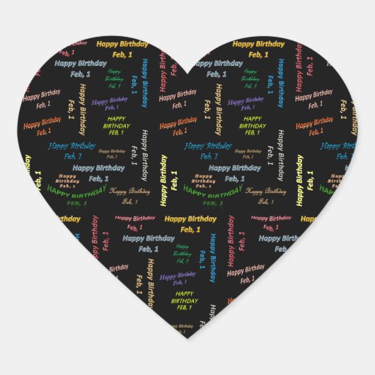 Cœur Sticker d'anniversaire le 1er février (Devant)