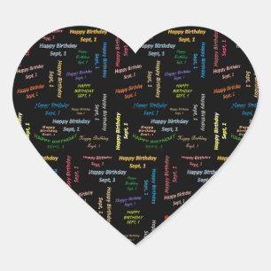 Cœur Sticker d'anniversaire le 1er septembre