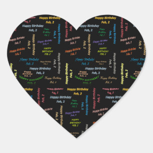 Cœur Sticker d'anniversaire le 2 février