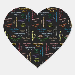 Cœur Sticker d'anniversaire le 2 novembre