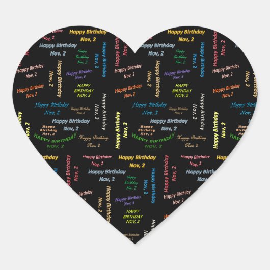 Cœur Sticker d'anniversaire le 2 novembre (Devant)