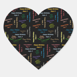Cœur Sticker d'anniversaire le 5 septembre