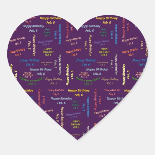 Cœur Sticker d'anniversaire le 6 février (Devant)