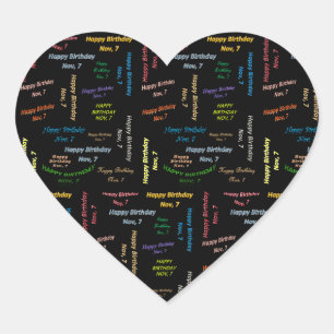 Cœur Sticker d'anniversaire le 7 novembre
