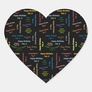 Cœur Sticker d'anniversaire le 8 février