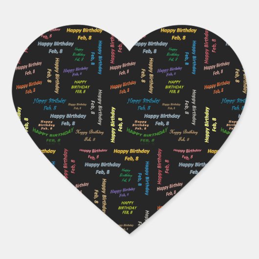 Cœur Sticker d'anniversaire le 8 février (Devant)