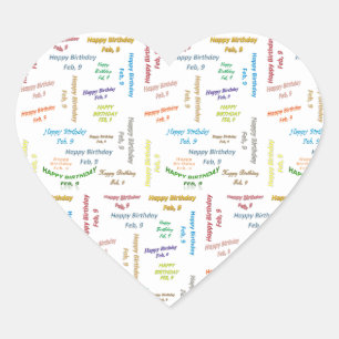 Cœur Sticker d'anniversaire le 9 février
