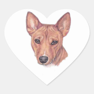 Cœur Sticker d'art de chien Basenji