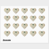 Cœur Sticker date Mariage de pêche rustique (Feuille)