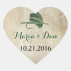 Cœur Sticker date Mariage de pêche rustique