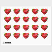 Cœur Sticker de coeur à fleurs rouges (Feuille)