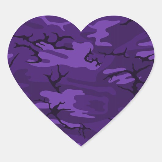 Cœur Sticker de coeur Camo violet foncé (Devant)