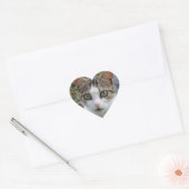 Cœur Sticker de coeur de chat blanc (Enveloppe)