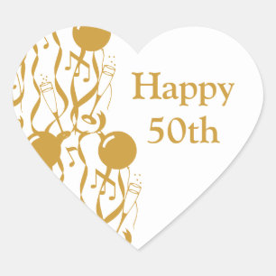 Cœur Sticker de coeur Joyeux 50e anniversaire