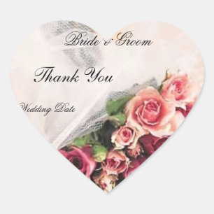 Cœur Sticker de coeur Mariage rose Bouquet Merci