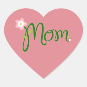 Cœur Sticker de coeur rose fraise Maman