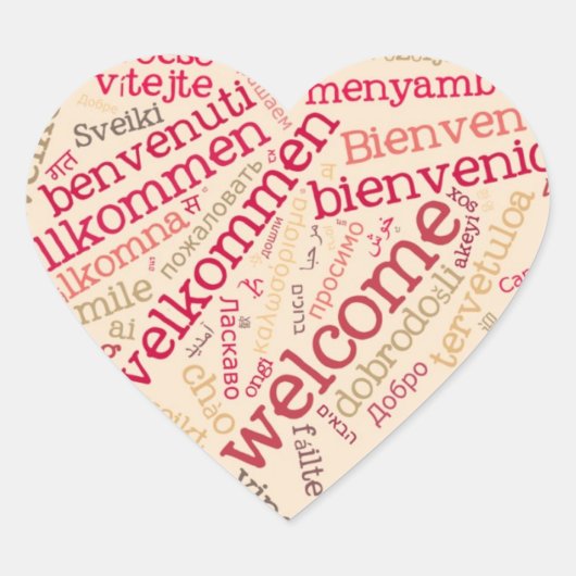 Cœur Sticker de coeur Wordcloud WELCOME (Devant)