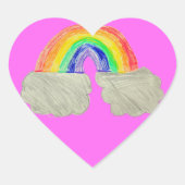 Cœur Sticker de dessin arc-en-ciel (Devant)