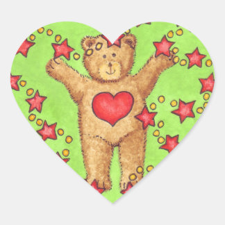 Cœur Sticker De Noël Teddy Et Stars