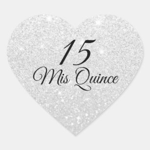 Cœur Sticker de Parties scintillant argent Mis Quince