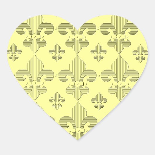 Cœur Sticker design Fleur de Lys jaune et gris (Devant)