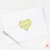 Cœur Sticker design Fleur de Lys jaune et gris (Enveloppe)