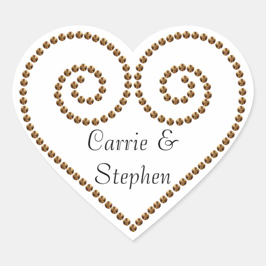 Cœur Sticker d'impression de coeur de perle d'or (Devant)