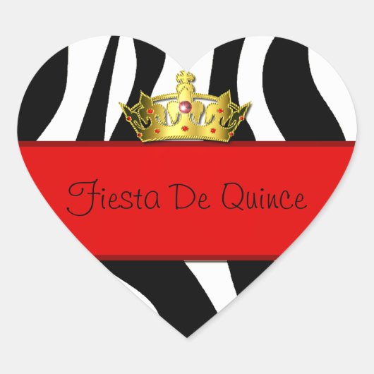 Cœur Sticker d'impression Quinceañera Zebra (Devant)