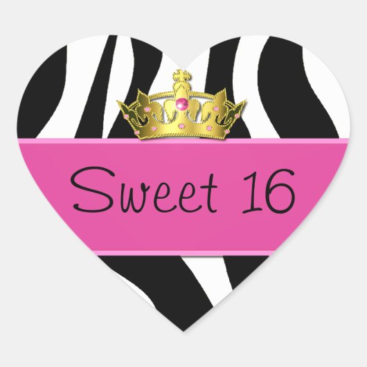 Cœur Sticker d'impression Sweet 16 Zebra (Devant)