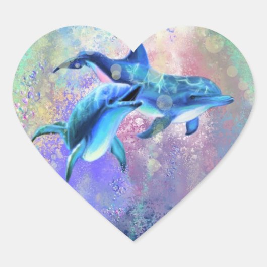 Cœur Sticker Dolphin Couple - Peinture (Devant)