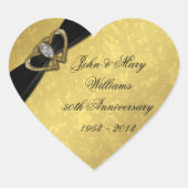 Cœur Sticker du 50e anniversaire du Mariage Damask (Devant)