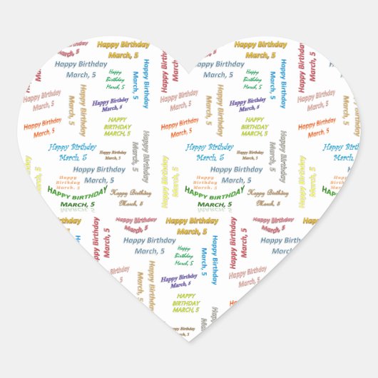 Cœur Sticker du 5 mars (Devant)