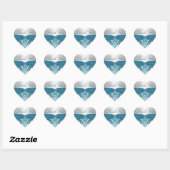Cœur Sticker en argent et en Merci Damas Turquoise (Feuille)