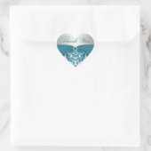 Cœur Sticker en argent et en Merci Damas Turquoise (Sac)