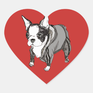 Cœur Sticker en forme de coeur de Boston Terrier