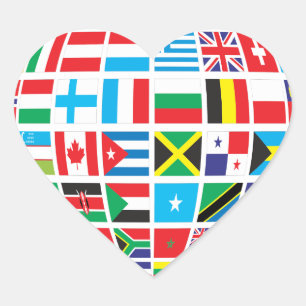 Cœur Sticker en forme de coeur de drapeaux internationa