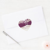 Cœur Sticker en forme de coeur de prune et Taupe Damask (Enveloppe)