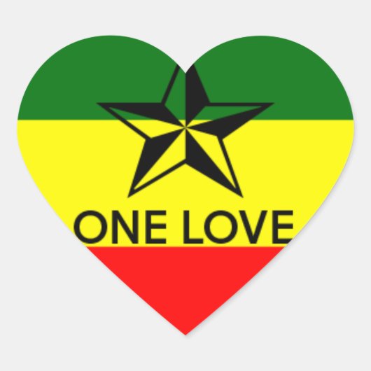Cœur Sticker en forme de coeur Rasta One Love (Devant)