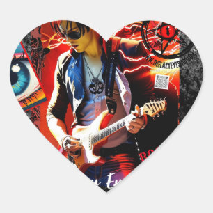 Cœur Sticker en forme de coeur TLES Rocker Design