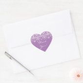 Cœur Sticker en Merci Damask Blanc & Lavender (Enveloppe)