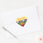 Cœur Sticker en Merci fleuri rouge jaune Tulip (Enveloppe)