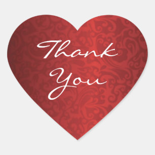 Cœur Sticker en Merci rouge en forme de coeur damassé