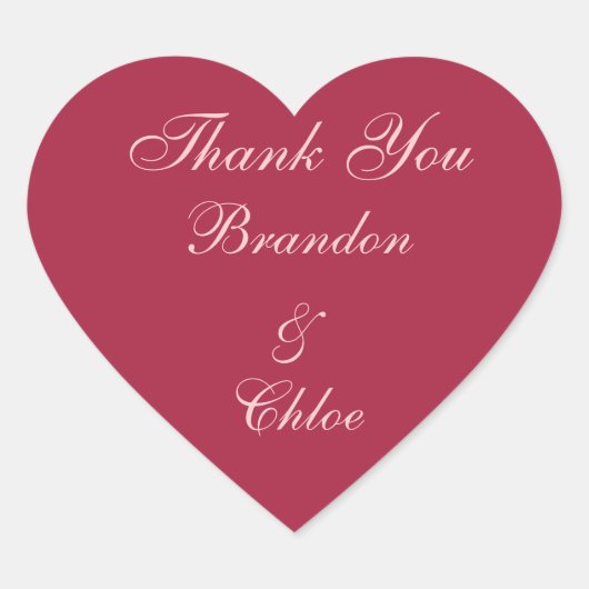 Cœur Sticker en Merci Ruby Red, Pink et Pearls (Devant)