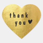 Cœur Sticker en papier Merci en or (Devant)