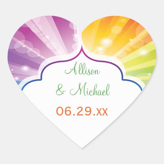 Cœur Sticker favori pour mariage avec Sunburst rayé arc (Devant)