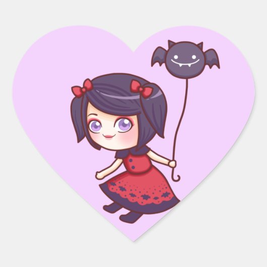 Cœur Sticker fille chauve (Devant)