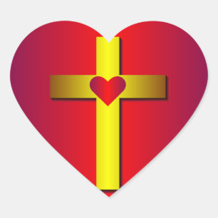 Cœur Sticker Gold Cross Heart