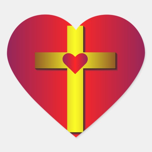 Cœur Sticker Gold Cross Heart (Devant)