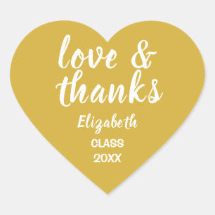 Cœur Sticker Gold Graduation Love and Thanks